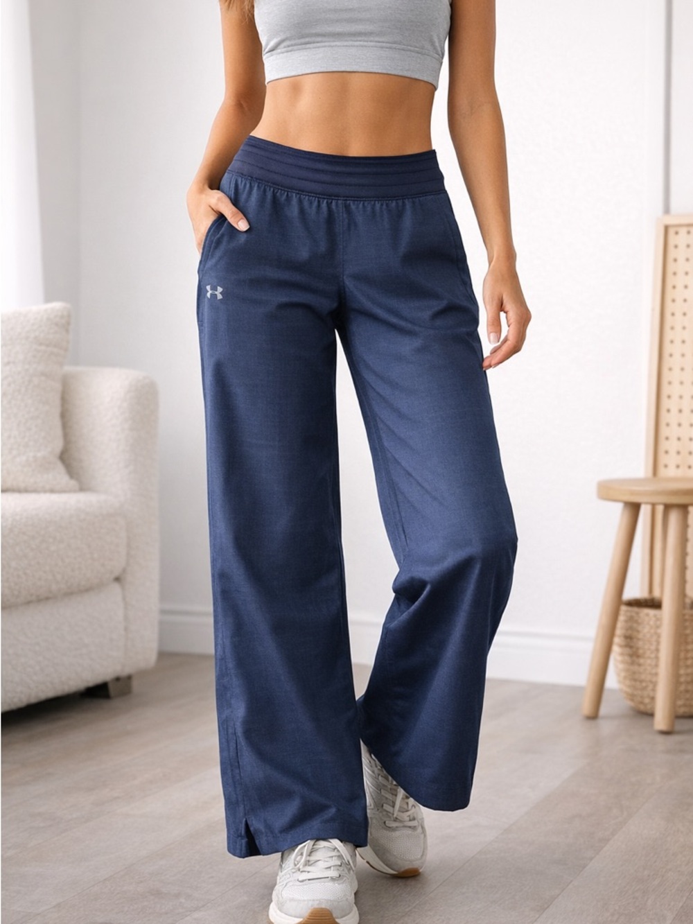 Under Armour ColdGear Loose Navy Pants XS Athletic Wide Leg Athletic Comfort